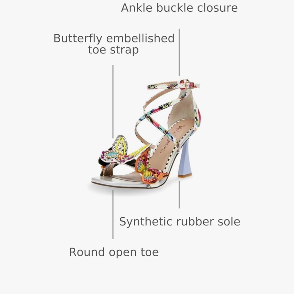 NIB Betsey Johnson Colorful Butterfly Strappy Heels - Picture 6 of 6
